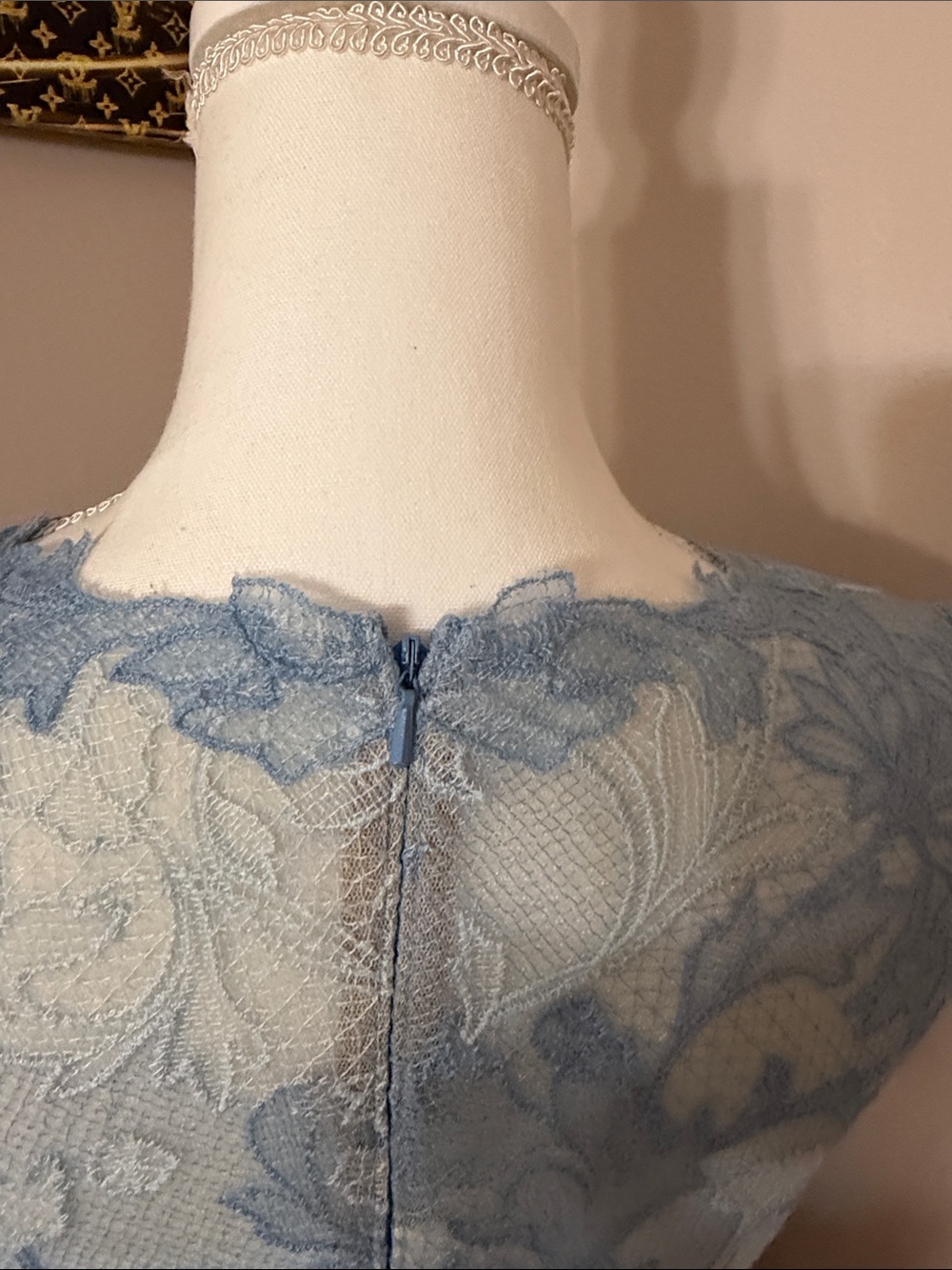 Tadashi Shoji Anthropologie Powder Blue Lace Midi Dress - Picture 7 of 9